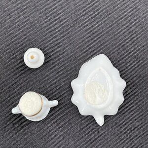 Dollhouse‎ Miniature Porcelain Double handle Pot & Tray Floral
